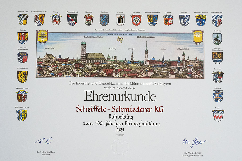 Ehrenurkunde 180 Jahre