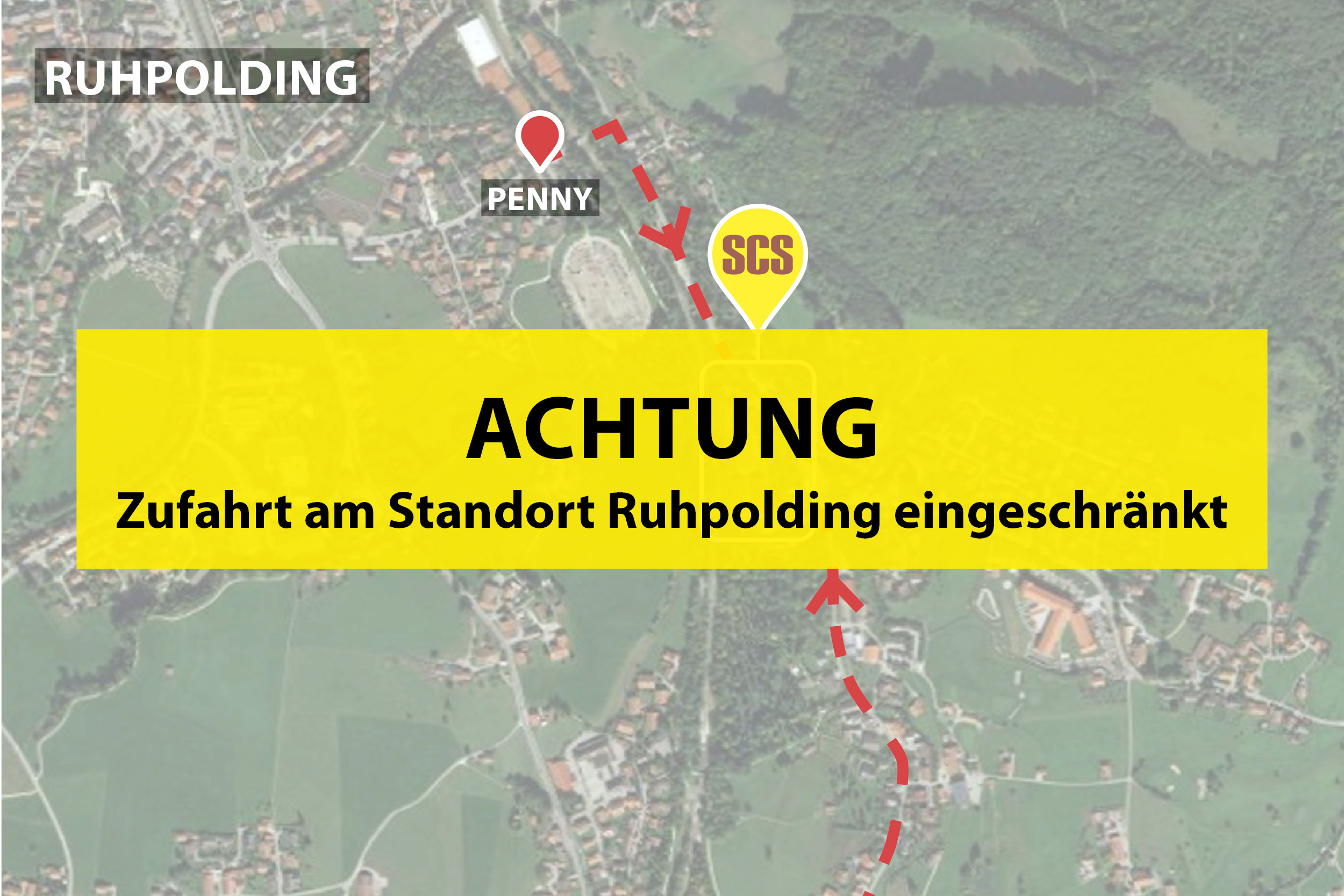 Hinweis Zufahrt Ruhpolding